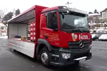 Mercedes Antos 2540 Getränkelaster der der Brauerei Falter Regen. Fotografiert am 15.01.2016 in Regen auf dem angrenzenden Parkplatz der Brauerei.