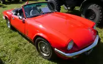 Triumph Spitfire MK4, englischer Sportwagen, Baujahr 1976, 4-Zyl.Motor mit 1500ccm und 75PS, Traktorentreffen Deilingen, Juli 2015