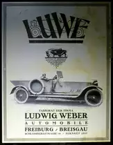 LUWE, Firmenschild der Auto-und Motorradmanufaktur Ludwig Weber in Freiburg/Breisgau, bestand von 1921-28, Feb.2016