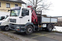 MAN TGM 18.240 Kipper mir Kran in Regen 12.02.2016