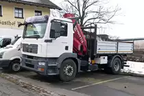 MAN TGM 18.240 Kipper mir Kran in Regen 12.02.2016