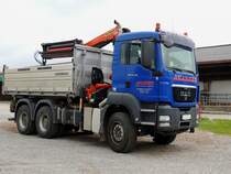 MAN TGS33.440 mit Meiller-Kipperaufbau und zusätzlichem Hydraulikkran; 140712