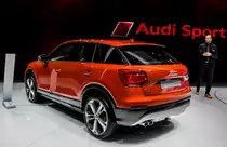 Audi Q2 (Rückansicht), fotografiert auf dem Autosalon Genf 2016.