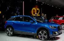 Audi Q2, fotografiert auf dem Autosalon Genf 2016.