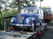 Framo auf einen Flachwagen geladen am 10.08.2007 in Zittau Hauptbahnhof