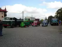 Fahrzeugparade von Skoda LKW, IFA H6, Dieselameise und Framos am 06.10.2007 im Bahnhof Bertsdorf
