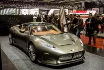 Spyker C8 Preliator, gesehen auf dem Autosalon Genf 2016.
Den Endpreis von ca 330.000 Euro zahlt man nicht unbedingt für die  ausgezeichnete  Fahrleistungen (0-100 in 3,7 Sek, 525 Ps) sondern für die Exklusivität und Einzigartigkeit!