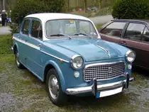 Fiat 1100-103H. 1959 - 1960.Die  Millecento  Baureihe wurde in Urform bereits 1953 vorgestellt und endete als 1100 R erst 1969. Der 1100-103H war besonders luxuriös ausgestattet. Der 4-Zylinderreihenmotor leistet 50 PS aus 1089 cm³ Hubraum. Oldtimertreffen Schwarzwaldhaus im Neandertal am 03.04.2016.