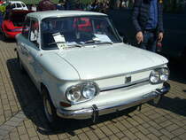 NSU TT (Baureihe 67C). 1967 - 1972. Dieses Modell wurde auch 1200 TT genannt. Der im Heck verbaute 4-Zylinderreihenmotor leistet serienmäßig 65 PS aus 1177 cm³ Hubraum. Außengelände der Techno Clasica am 09.04.2016.