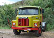Ein Scania 141 V 8 Sattelschlepper in Lutzhorn im August 2009.