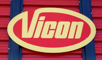 Vicon, Schriftzug am Silagewagen des Landtechnikherstellers aus den Niederlanden, April 2016