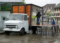 OPEL BLITZ: Am 13. Mai 2016 in der Solothurner Vorstadt unterwegs war mit der  GRÜNEN FEE  ein sehr selten gewordener OPEL BLITZ Kleinlaster mit dem Aufbau einer BAR.
Foto: Walter Ruetsch
