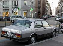 Alfa-Romeo Alfetta (Rückansicht), gesehen am 05.03.2015.