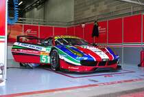 Ferrari 488 GTE, LMGTE Pro, Nr.51 Team SMP AF Corse, Fahrer: Gianmaria Bruni & James Calado. Noch in der Box wärend des offiziellen Pit Walk wärend des offiziellen Pit Walk am 7.5.2016 bei der FIA WEC 6h Spa Francorchamps