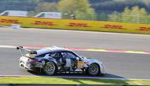 Nr.88 Porsche 911 RSR, LMGTE Am von Abu Dhabi-Proton Racing. Mitzieher am 7.5.2016 bei der FIA WEC 6h Spa Francorchamps. Fahrer: Khalid Al Qubaisi, Patrick Long & David Heinemeier Hansson