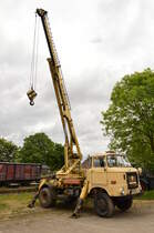 IFA ADK 70 mit 125 PS Kranwagen, der eine max. Traglast von 7.5t hat.
Ausgestellt am Pfingstmontag bei der Selfkantbahn.