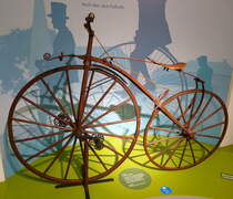 Pedalveloziped von 1864, eine franz�sische Konstruktion, NSU-Museum, Sept.2014