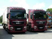 2 MAN-Brüder, abgestellt am Autohof Fulda Nord im Juni 2016