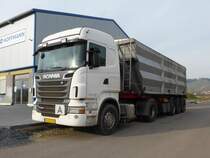 Scania R 500 am 28.02.2016 in der Nähe von Besch