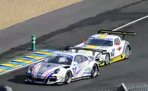 24h Le Mans als Support Race,  ROAD TO LE MANS   beim Training am 16.6.2016 der Nr.50 Mercedes AMG GT3 SLS, von Larbre Competition Fahrer; PHILIPPON / LABESCAT verfolgt den Porsche 997 GT3 R, von Delahaye Racing Team Fahrer; BORDET / VIRON