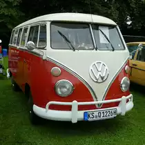 =VW T1, steht bei der Oldtimerausstellung in Gudensberg, Juli 2016