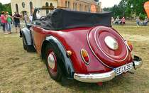 Heckansicht vom IFA F8 Cabriolet, sehr gut zu sehen die Abdeckung vom Reserverad, 31.07.2016 Oldtimerrallye Doberlug-Kirchhain