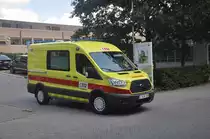 Rettungswagen Ford Transit der Rettungswache Kontich, aufgenommen 09.07.2015 am Krankenhaus Sint-Augustinus Spoorweglaan Wilrijk 
