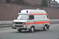 Rettungswagen VW Transporter Inneneinrichtung Van Muylder der Feuerwehr Wuustwezel, aufgenommen 21.07.2014 am Luchtmachtlaan Etterbeek 