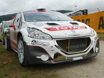 Peugeot 208 T16 R5 (Maciek Szczepaniak / Hubert Ptaszek) im Servicepark der Deutschland-Rallye, 21.08.2016