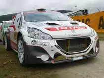 Peugeot 208 T16 R5 (Maciek Szczepaniak / Hubert Ptaszek) im Servicepark der Deutschland-Rallye, 21.08.2016