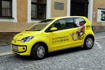 =VW Up als Pflegedienstfahrzeug in Annaberg-Buchholz im Juli 2016