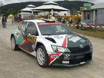 Skoda Fabia R5 (Ghislain de Mevius / Johan Jalet) im Servicepark der Deutschland-Rallye, 21.08.2016