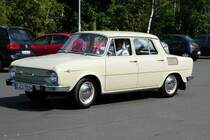 =Skoda, gesehen auf einem Parkplatz im Erzgebirge im Juli 2016