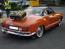 Heckansicht eines VW Typ 14 Karmann-Ghia Coupe des Modelljahres 1969. 3. Saarner OLdtimer Cup am 03.09.2016.