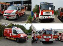 Feuerwehr Neu-Isenburg Hilfeleistungszug mit VW T5 ELW 1 (Florian Isenburg 1/11), MAN TLF 24/50 (Florian Isenburg 1/24), Opel Movanp GW (Florian Isenburg 1/59) und MAN TGM HLF 20/16 (Florian Isenburg 1/46-1) 03.09.16 beim Tag der Offenen Tür