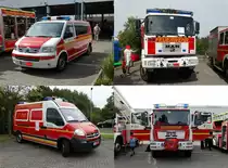 Feuerwehr Neu-Isenburg Hilfeleistungszug mit VW T5 ELW 1 (Florian Isenburg 1/11), MAN TLF 24/50 (Florian Isenburg 1/24), Opel Movanp GW (Florian Isenburg 1/59) und MAN TGM HLF 20/16 (Florian Isenburg 1/46-1) 03.09.16 beim Tag der Offenen Tür