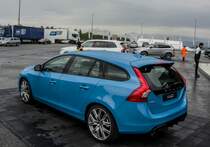 Volvo V60 POLESTAR (Rückansicht), ausgestellt am 24.04.2016 im Paddock des Hungaroring.