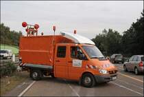 Mercedes Sprinter 311CDI mit  HORIZONT SIGNAL  Kreuz auf der Plane. Aufgenommen am 19.09.2008 auf der A45 bei Ldenscheid. 
