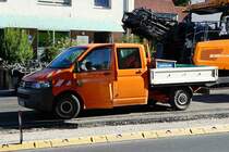 =VW T5 als Doppelkabiner mit Ladefläche von Bickardt-Bau, gesehen in Fulda im August 2016
