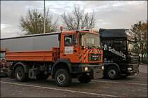 Portraitaufnahme zwischen MAN 19.364 und DAF XF105.460. (24.10.2008) 