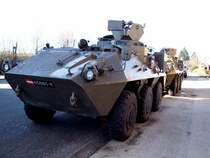 PANDUR 3001-R wurde soeben vom Waggon entladen, und steht zur Abfahrt in die Kaserne Ried i.I. bereit; 081204