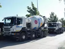 Scania und Mercedes-Benz Betonmischer in Güstrow am 15.09.2016