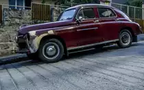 FSO-Polonez Oldtimer wartet auf Reparatur. Aufnahmezeit: 13.08.2016.