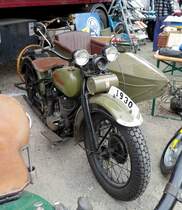 =Harley Davidson von 1930 mit Seitenwagen, gesehen bei dem Veterama 2016 in Mannheim, Juli 2016