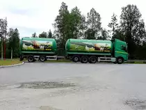 VOLVO Mischfutterwagenzug nach erfolgreicher Zustellung bei Namsskogan(Norwegen); 160720