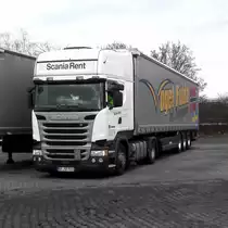 =Scania-Sattelzug rastet im Dezember 2016 auf dem Autohof Fulda Nord
