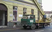 Star 200 LKW mit Kranaufbau. Der Produkt des polnischen Herstellers ist heutzutage selten geworden. Aufnahmedatum: 15.12.2016