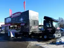 RENAULT-250 mit  Schaumrollenverkaufstand-Auflieger , anlässlich der Automesse in Ried; 170205