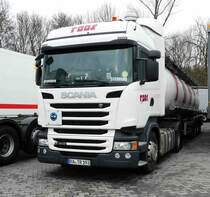 =Scania R 410 rastet auf dem Autohof Fulda Nord im Februar 2017