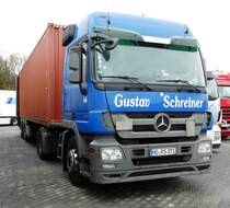 =MB Actros 1844 von  Gustav Schreiner  steht auf dem Autohof Fulda Nord im Februar 2017